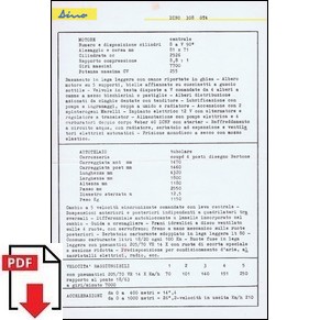 1973 Ferrari Dino 308 GT4 technical sheet (Scheda tecnica) PDF (it)